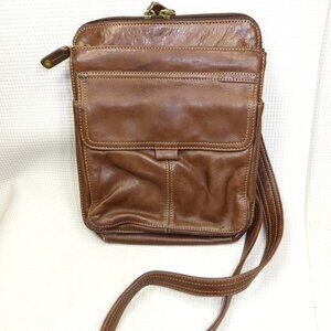 Fossil ZB 8944 Brown Leather Crossbody Travel Expanding Purse Shoulder Bag
